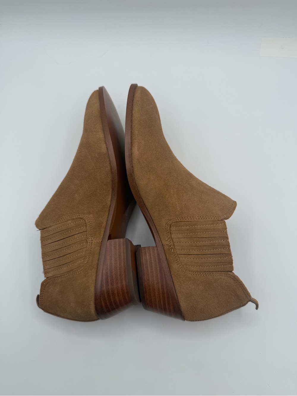 Coach Devin Ankle Boots Tan Suede Chelsea Low Heel Booties Women’s Size 8B - Picture 10 of 16